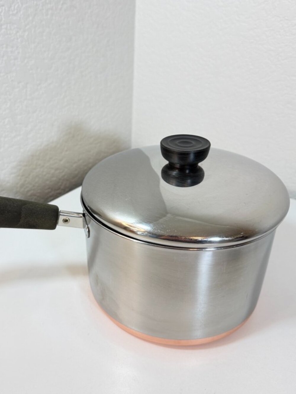 VTG Revere Ware 3 QT -79 Saucepan Copper Bottom Stainless Steel 1801 w/ Lid GUC